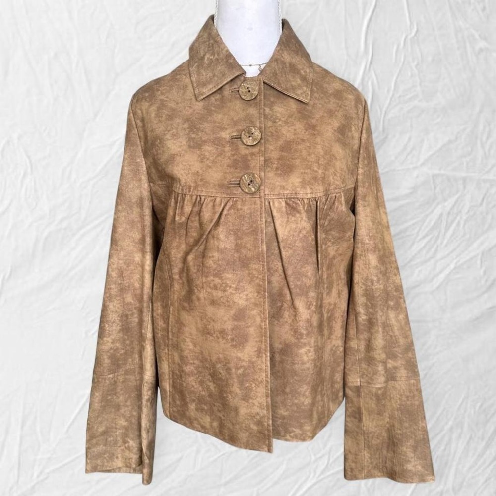 Tan leather babydoll jacket
